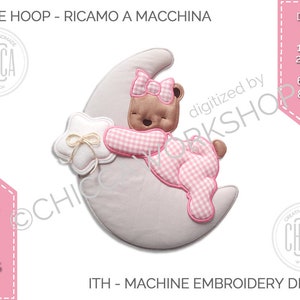 ITH Petit ours sur la lune - Broderie machine avec tuto