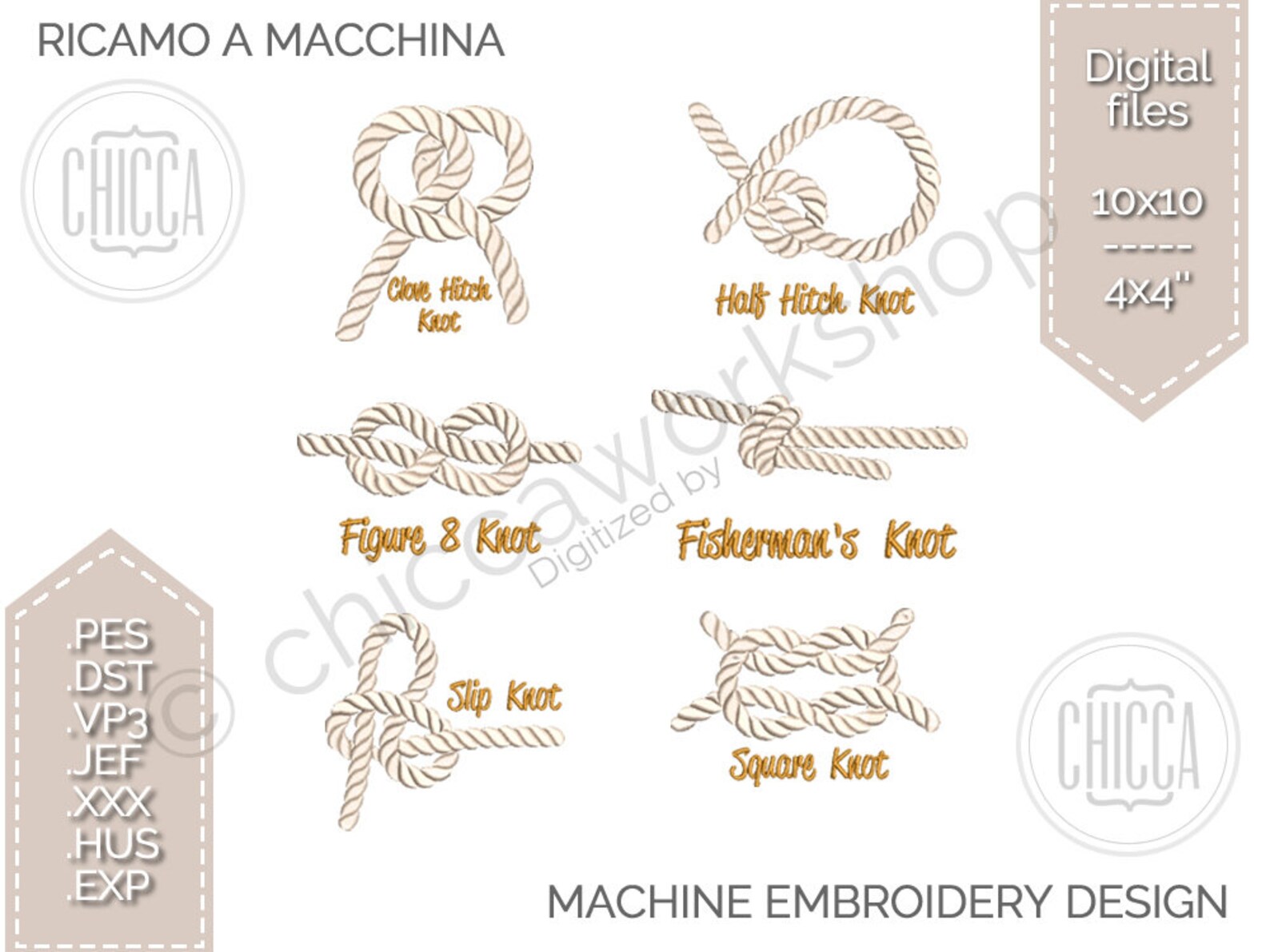 Set Nautical Rope Knot Machine Embroidery Design Etsy
