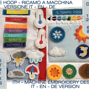 ITH Weather station quiet book - Machine Embroidery - Teaching / sensory Book - DOWNLOAD DIGITALE