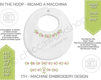 ITH Roses Bib - Machine embroidery