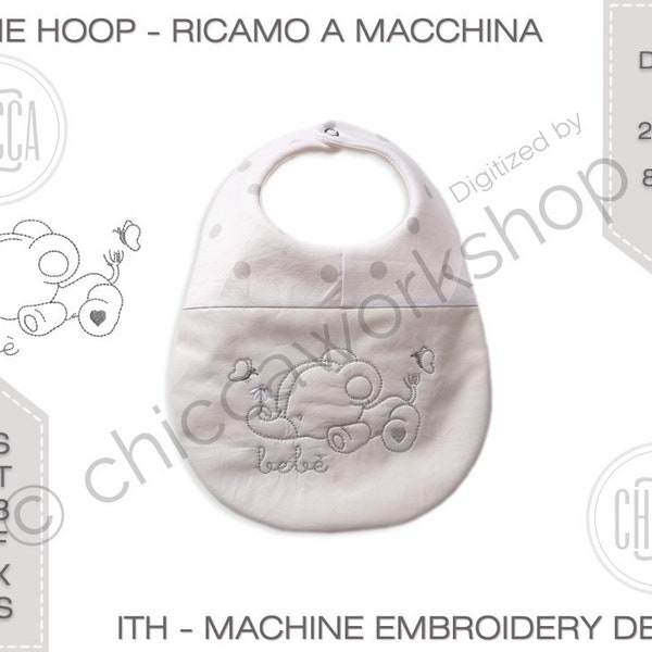 ITH Elephant Bicolor Bib - Machine embroidery with tutorial