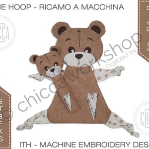 ITH Doudou Bear and Rattle - Machine embroidery with tutorial