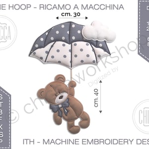ITH Teddy Bears with umbrella - Machine embroidery design
