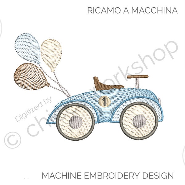 Auto Baby Vintage - Ricamo a macchina - 3 misure