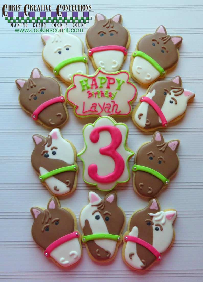 Horse Face Decorated Sugar Cookies One Dozen 12 cookies Etsy