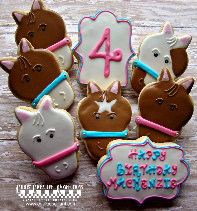 Horse Face Decorated Sugar Cookies One Dozen 12 cookies Etsy