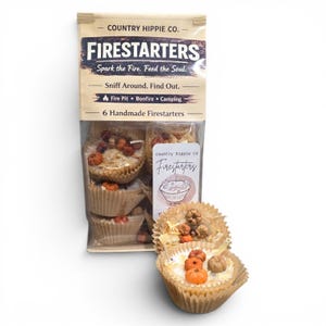 FALL FARMHOUSE Pumpkin Firestarters | Natural Botanical Fire Starters | Campfire & Fire Pit Starter | Set of 6