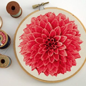 Dahlia Flower - Downloadable Cross Stitch Pattern