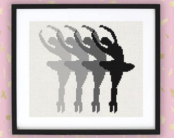 Four Ballerina Silhouettes - Downloadable Cross Stitch Pattern