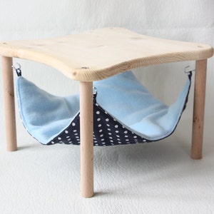 hammock holder with 1 hammock "darkblue with white dots" for guinea pigs