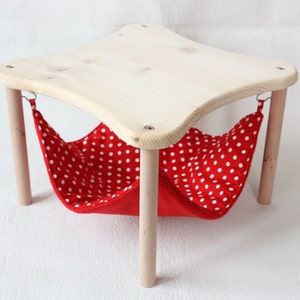 hammock holder with 1 hammock &quot;red with white dots&quot; for guinea pigs