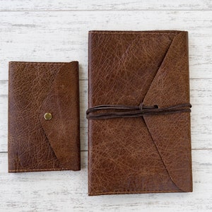 Refillable Leather Journal Notebook Cover Personalized Brown | Pocket Size and Large