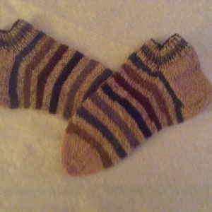 Knitted Woman Ankle Socks in Stripes, Soft Wool Blend, Size Med, 4 choices