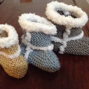 Knit UGG Style Baby Boots, in Beige, Blue or Grey, 3 sizes