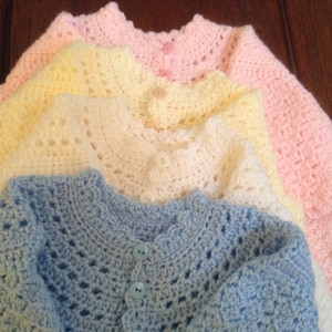 Crocheted Soft Sweaters for 1-2 yrs old,Shell Pattern,in Cream,Blue,Pink,white