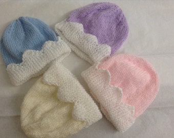 Fit Like A King/Queen Crown Knit Hat, in Blue,Cream,Pink & Purple, Fit 0-6m