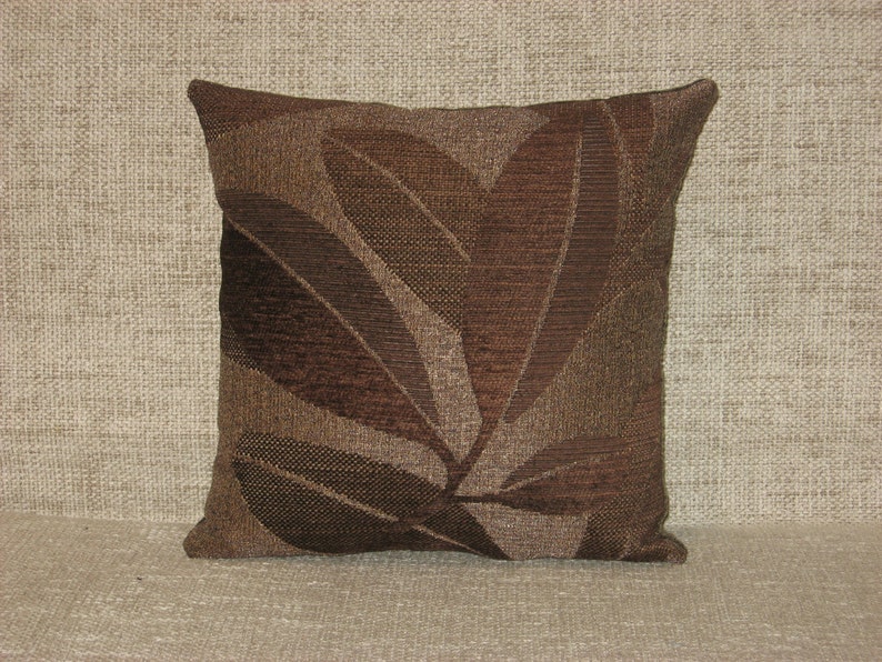 beige 13 x 13 cover chenille luxury cushion 33 cm x 33 cm throw pillow handmade decorative Brown- dark brown