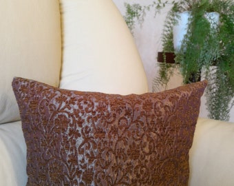 Brown and gold - Brown - Chenille - Luxury - Handmade - Throw pillow - Cushion - Cover - 13" x 13", 16" x 16", 18" x 18"