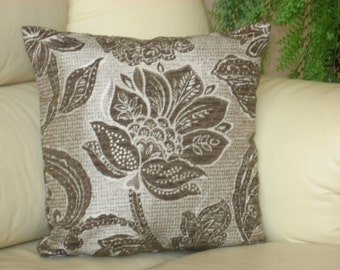 Flowery/Brown/Silver/Decorative/Chenille/Luxury/Handmade/Throw pillow/Cushion/Cover/33 cm x 33 cm (13" x 13")