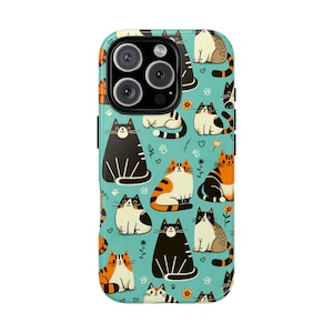 Colorful Cat Phone Case, Tough & Durable iPhone Cover, Cute Pet Lover Gift, Fun Cat Pattern Case, Stylish Cat Mom Accessory