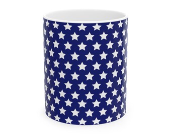 Keramische koffiemok patriottische sterren, cadeau voor 4 juli