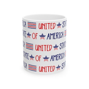 Patriotic Mug, American Flag July 4th Coffee Cup, Stars and Stripes Independence Day Tea Mug, USA Patriotic Home Decor, Red White Blue Gift