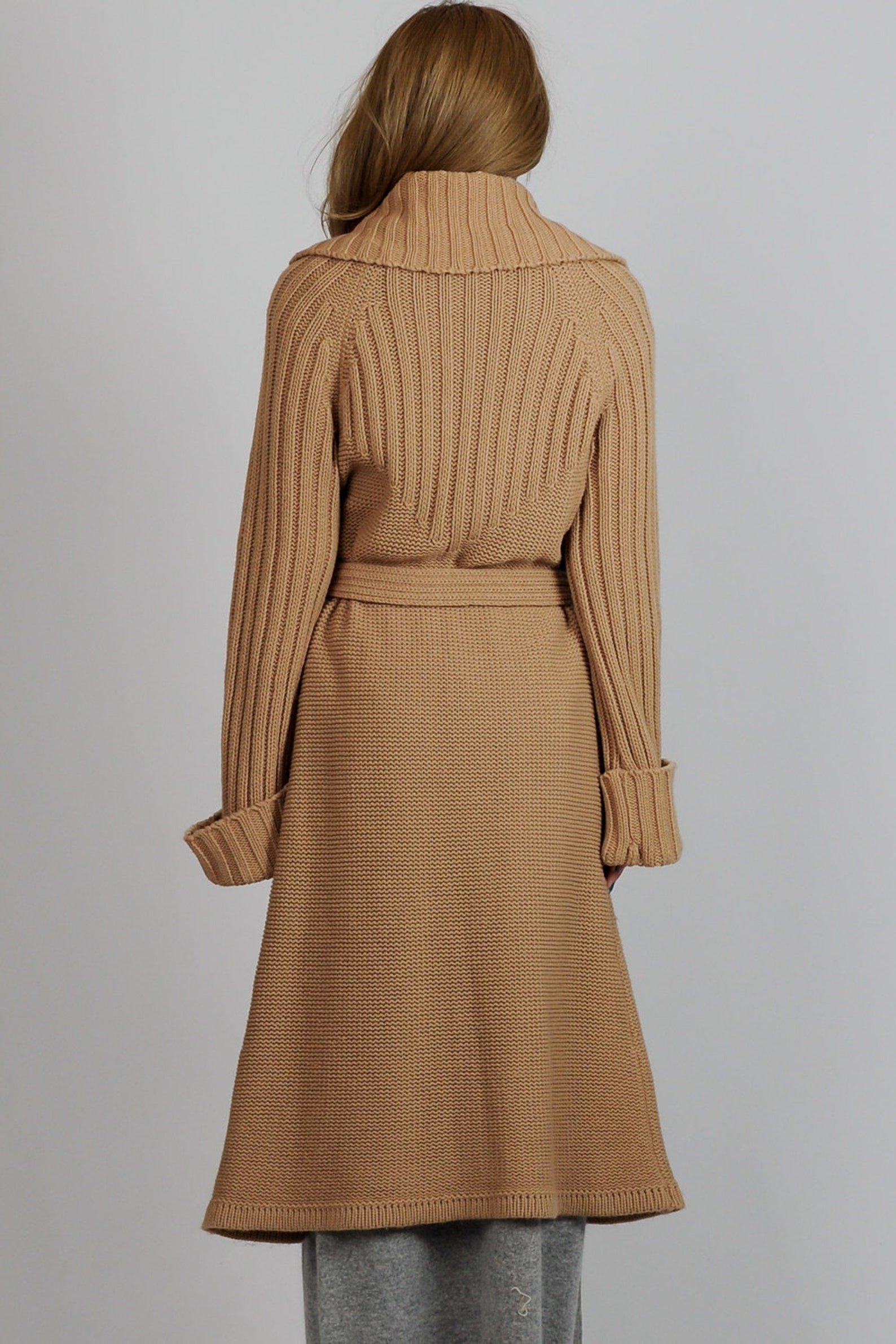 Vintage 70s camel BELTED Cardigan Sweater Coat bell sleeve | Etsy