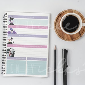 Villains Printable Gratitude Journal Letter A4 Printable, A5 Planner, Happy Planner Pages, Discbound Daily Planner, Printable A4 Planner