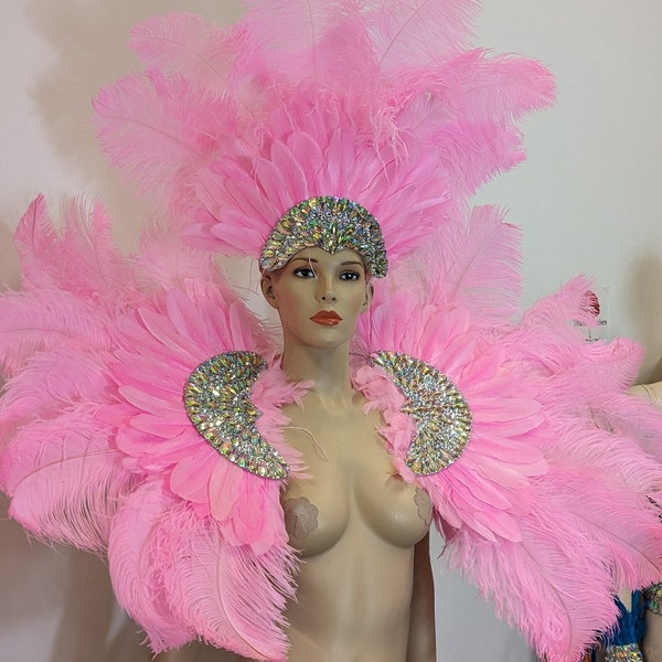 Rihanna Carnival Costume feathers rhinestone Samba Costume Angel Wings Fantasy Fest Carnival Showgirl Set Hora Loca