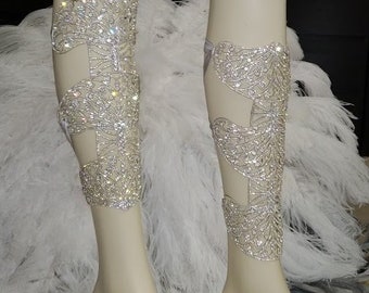 Rhinestone Leg Pieces Leg Sleeves Leg Wrist Crystal Leg warmers Leglets Samba