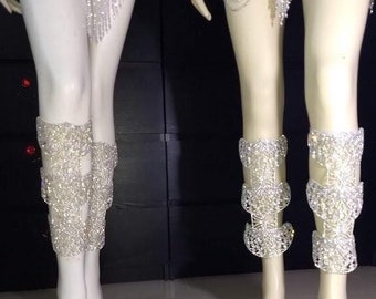 Rhinestone Leg Pieces Leg Sleeves Leg Wrist Crystal Leg warmers Leglets Samba