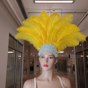 Carnival FEATHERS Halloween Open Face New Rhinestone Crown Feather headpiece height is approx. 12"-14" (30-36 cm). image 20
