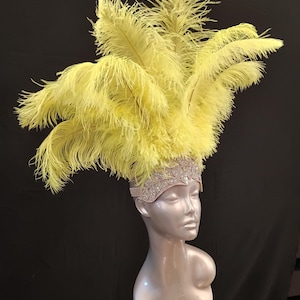 Carnival FEATHERS Halloween Open Face New Rhinestone Crown Feather headpiece height is approx. 12"-14" (30-36 cm). image 11
