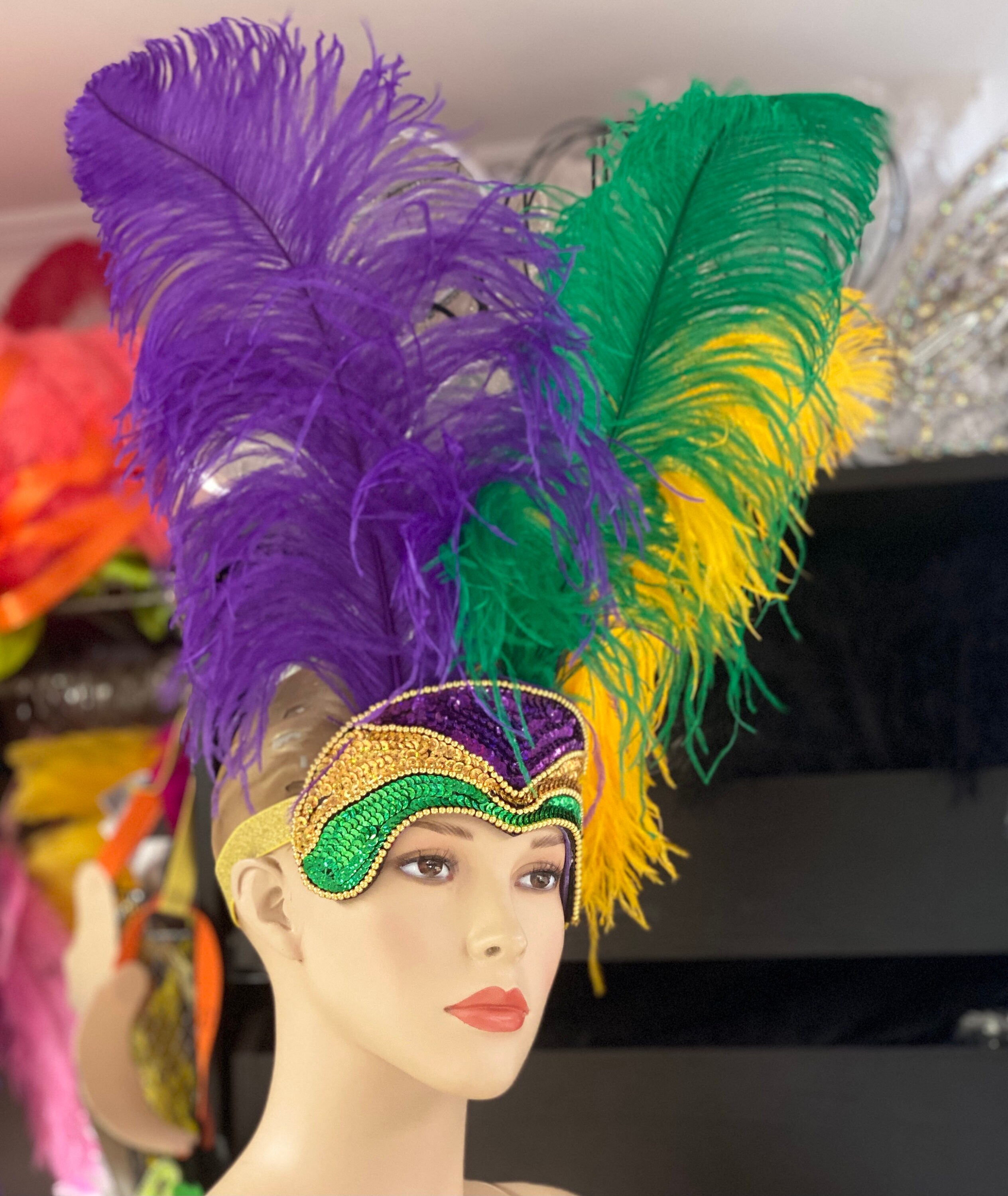 cnhairaccessories Mardi Gras Feather Headbands Feather with Letters