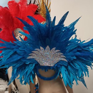 Ares Feder Schulterstück und Showman Kopfschmuck – Karneval Showkostüm – Cocktail & Nandu Federn Set Bild 10