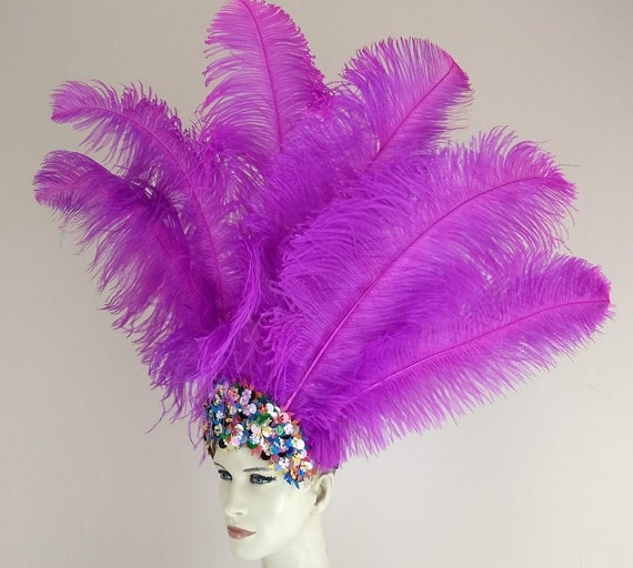 Showgirl MADE IN USA New Prime Ostrich Plumes Feather Carnival Headdress