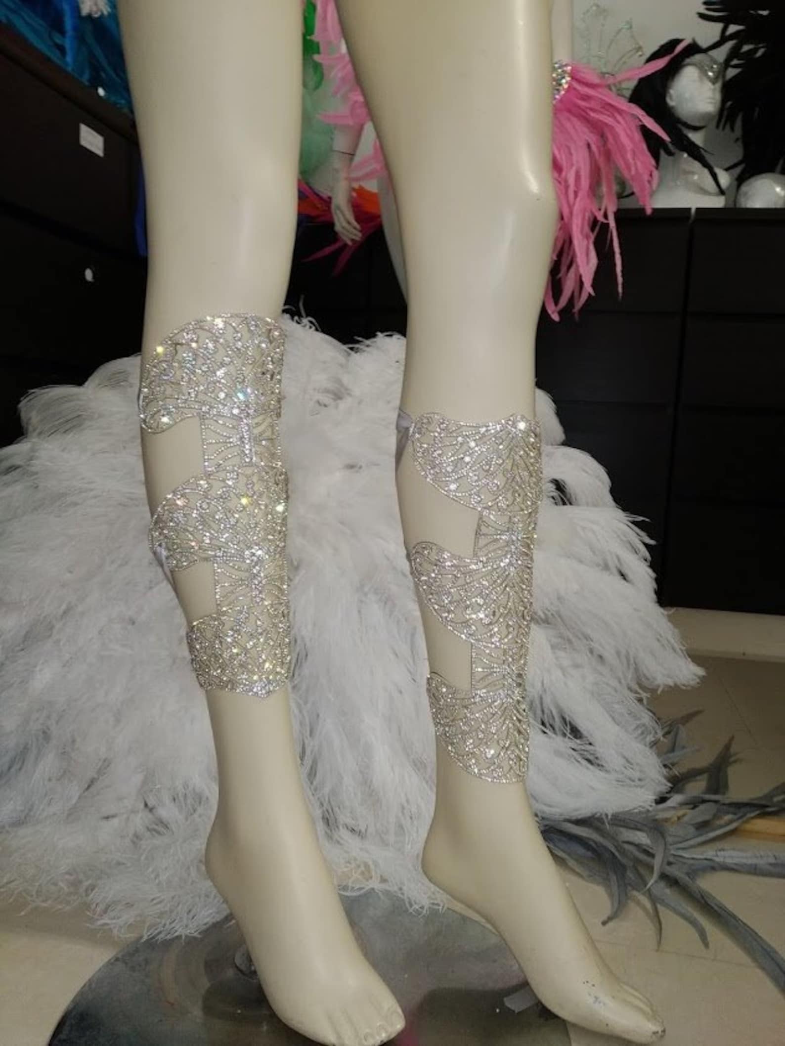 Rhinestone Leg Pieces Leg Sleeves Leg Wrist Crystal Leg Warmers Leglets ...