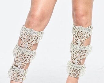 Clear Crystal Carnival Leg Cuffs – Rhinestone Samba Showgirl Calf Wraps – Stage Costume Accessory