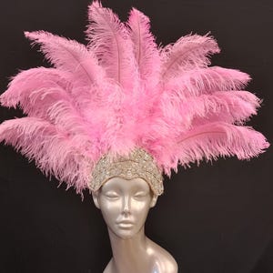 Carnival FEATHERS Halloween Open Face New Rhinestone Crown Feather headpiece height is approx. 12"-14" (30-36 cm). image 19