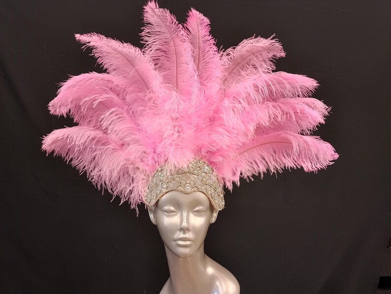 Carnival FEATHERS Halloween Open Face New Rhinestone Crown Feather headpiece height is approx. 12"-14" (30-36 cm). image 19