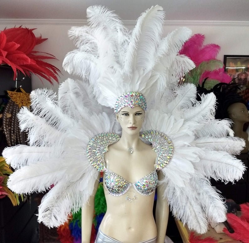 Rihanna Carnival Costume Feathers Rhinestone Samba Costume Angel