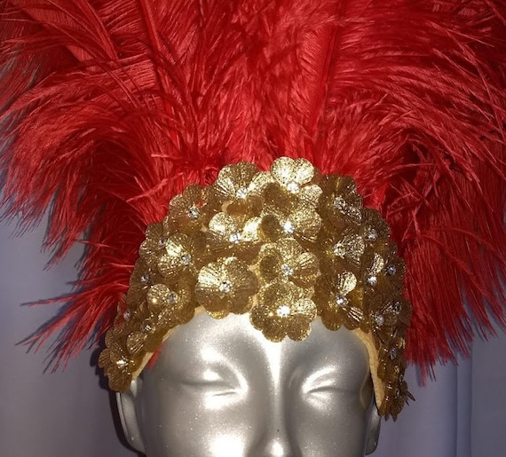 Coiffe en plumes de phénix couleurs feu Saba Carnival Parade fabriquée aux  États-Unis -  France