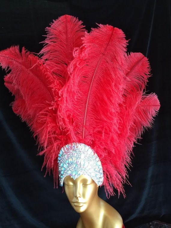 Ostrich Feather Headdress Showgirl 