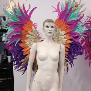 Carnival Costume Feather Wings Multicolor  Samba Costume Angel Wings Fantasy Fest Carnival Showgirl Set Hora Loca