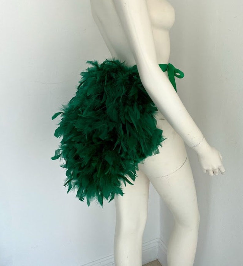 Green Simple Economical Feather Tail Fan tail back Bustle Boa tutu costume showgirl burlesque Proudly made in the USA image 1