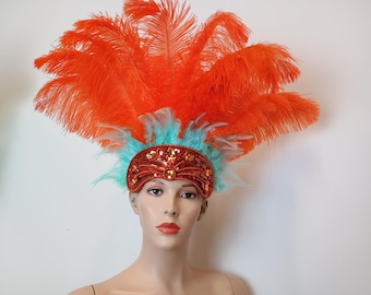 Życie ShowGirl Koncertowe nakrycia głowy z piór Korona pomarańczowo-miętowa Oryginalna Taylor Showgirl