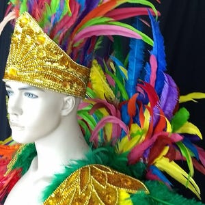 Ares Feder Schulterstück und Showman Kopfschmuck – Karneval Showkostüm – Cocktail & Nandu Federn Set Bild 7