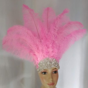 Carnival FEATHERS Open Face Party Style Rhinestone Crown Ostrich Floss ...
