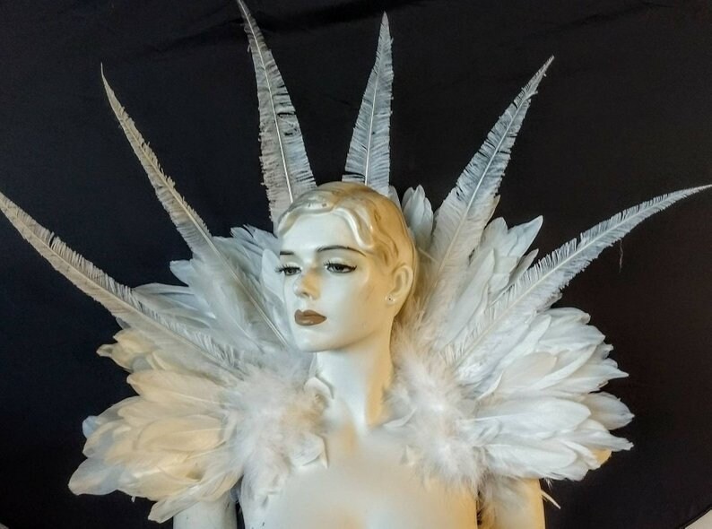 White Samba Costume Feather Piece Angel Wings Feather Fantasy Fest ...