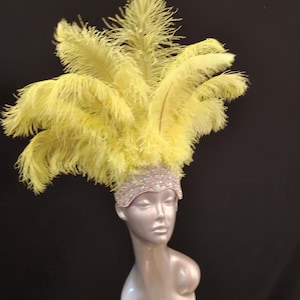 Carnival FEATHERS Halloween Open Face New Rhinestone Crown Feather headpiece height is approx. 12"-14" (30-36 cm). image 4